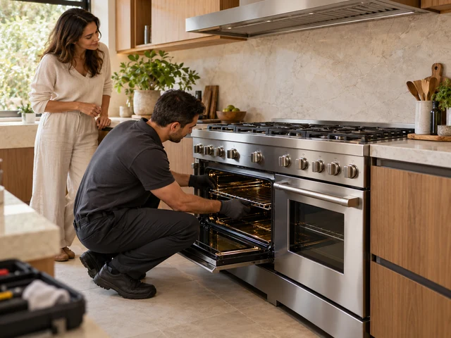 Fogão dual fuel Fulgor Milano em cozinha residencial
