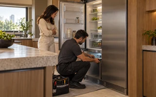 Refrigerador de embutir em cozinha planejada atendido pela Appliance Repair